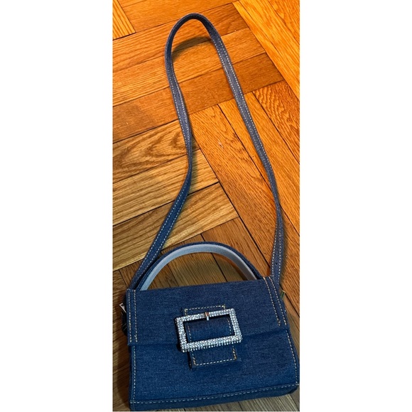 MANGO ~Denim Rhinestone Buckle Bag (NWT) - Picture 13 of 15